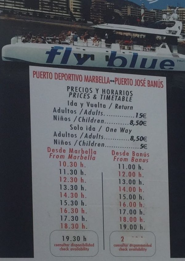 horarios catamaran marbella puerto banus